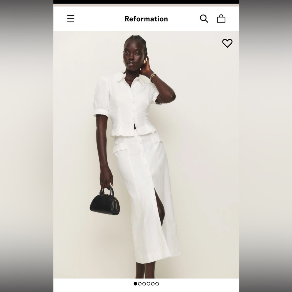 Reformation White Button-Up Dress